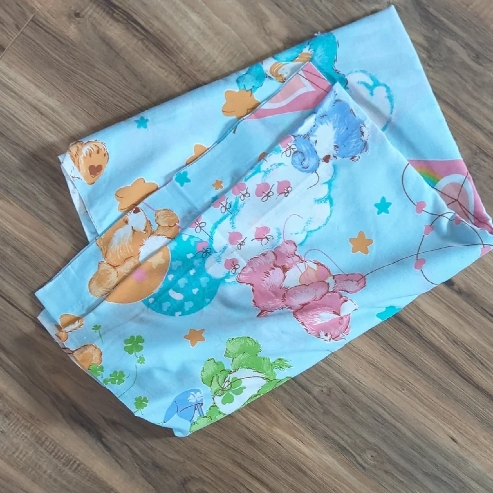 Vintage 100% cotton Care Bear branded twin bed sheet.